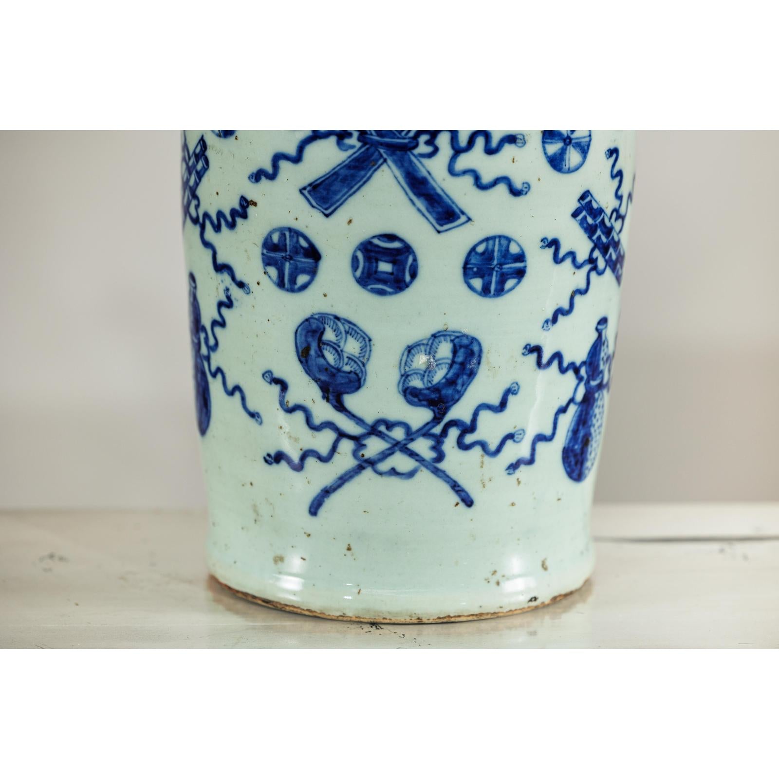 Large Blue and White Porcelain Vase with Hand-Painted Motifs-8. Asian &amp; Chinese Furniture, Art, Antiques, Vintage Home Décor for sale at FEA Home