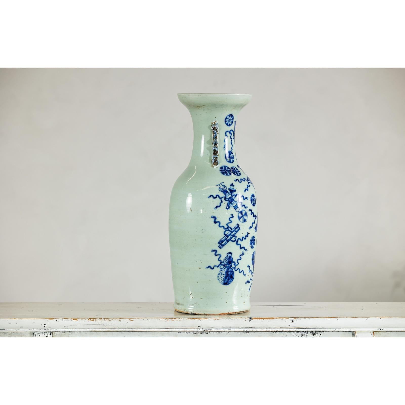 Large Blue and White Porcelain Vase with Hand-Painted Motifs-9. Asian &amp; Chinese Furniture, Art, Antiques, Vintage Home Décor for sale at FEA Home