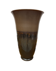 Large Brown Ceramic Vase with Charcoal and Amber Drip Glaze, SKU , image 1