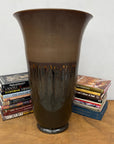 Large Brown Ceramic Vase with Charcoal and Amber Drip Glaze, SKU , image 2