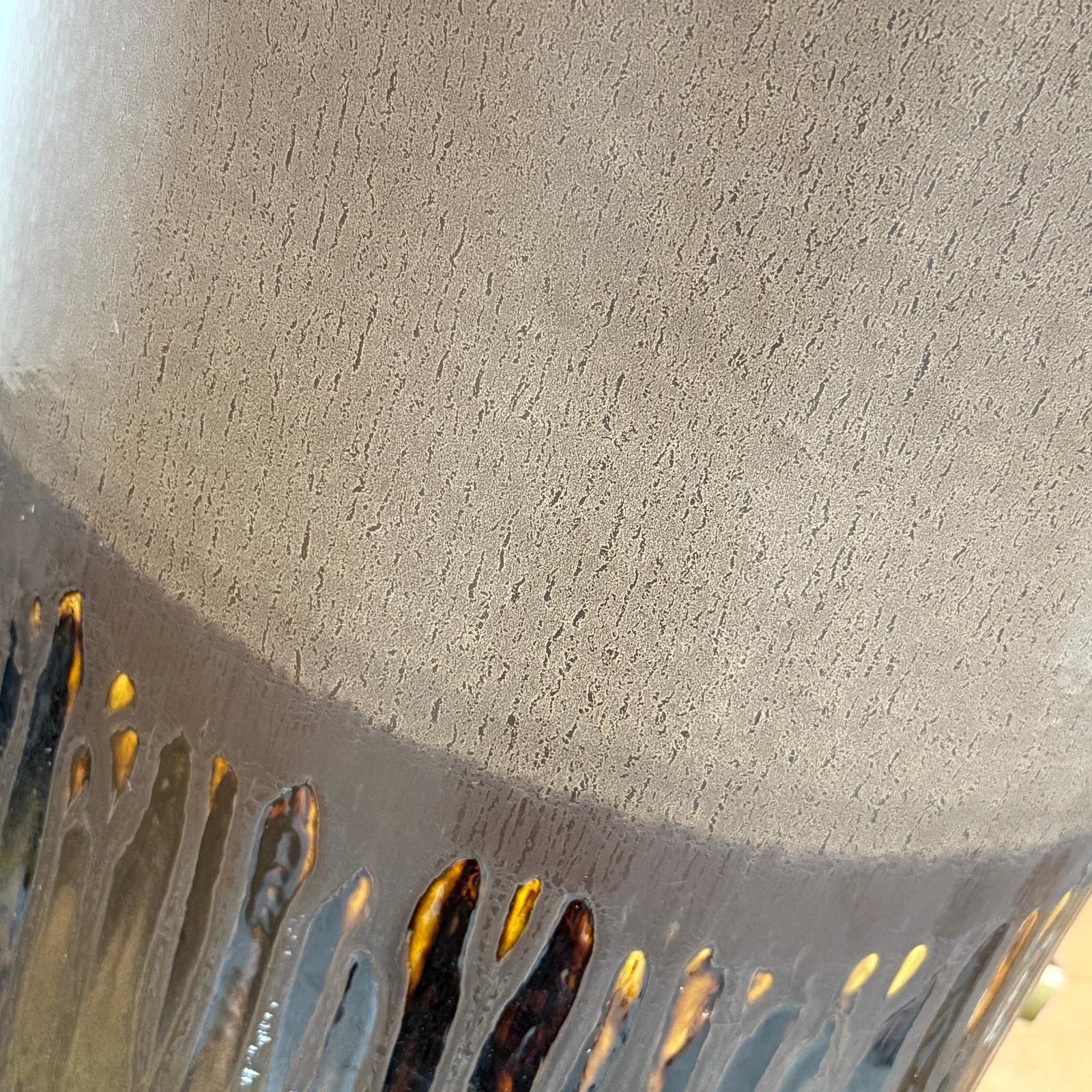 Large Brown Ceramic Vase with Charcoal and Amber Drip Glaze, SKU , image 5