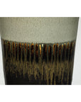 Large Ceramic Planter with Green-Grey & Brown Drip Glaze