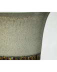 Large Ceramic Planter with Green-Grey & Brown Drip Glaze