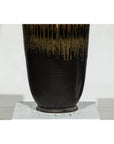 Large Ceramic Planter with Green-Grey & Brown Drip Glaze