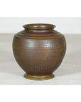 Large Ceramic Vase with Intricate Textured Pattern in Brown & Green - image 12