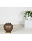Large Ceramic Vase with Intricate Textured Pattern in Brown & Green - image 3