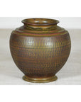Large Ceramic Vase with Intricate Textured Pattern in Brown & Green - image 6