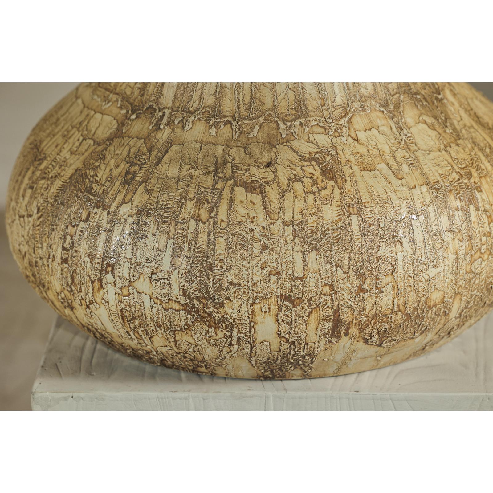 Large Ceramic Vase with Textured Cream and Earth Tones