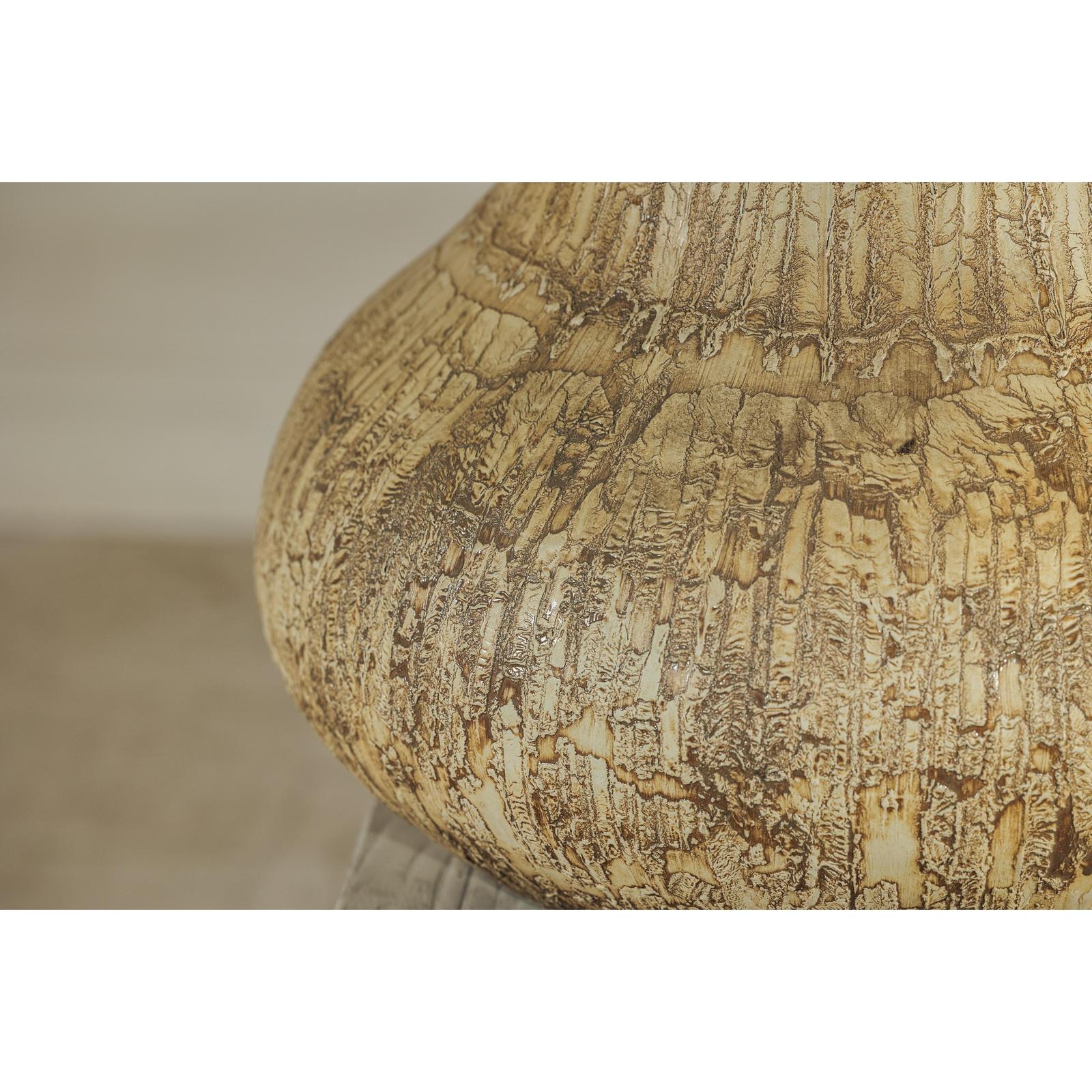 Large Ceramic Vase with Textured Cream and Earth Tones