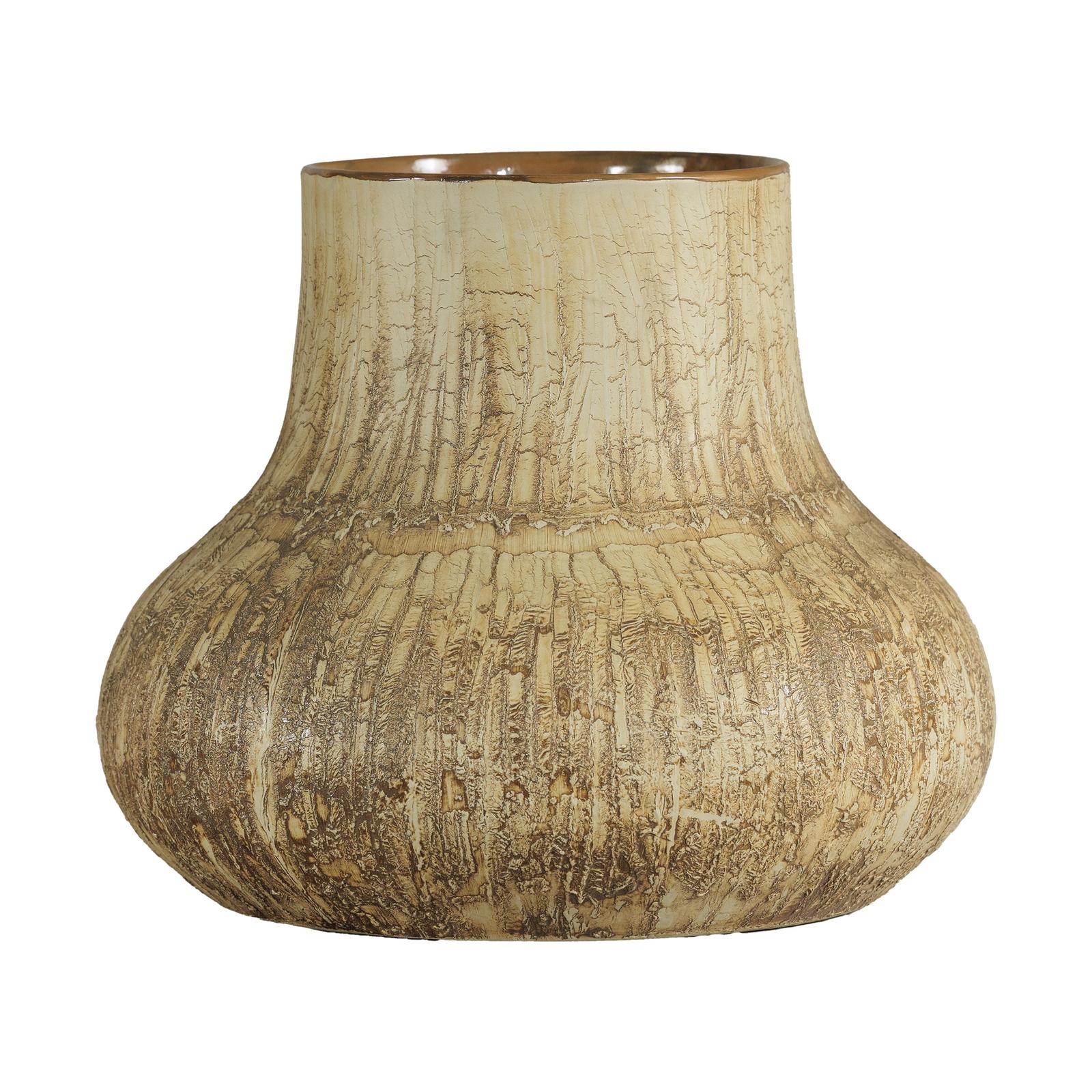 Large Ceramic Vase with Textured Cream and Earth Tones