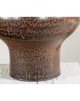 Large Ceramic Vase with Wide Mouth & Speckled Brown Glaze