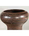 Large Ceramic Vase with Wide Mouth & Speckled Brown Glaze