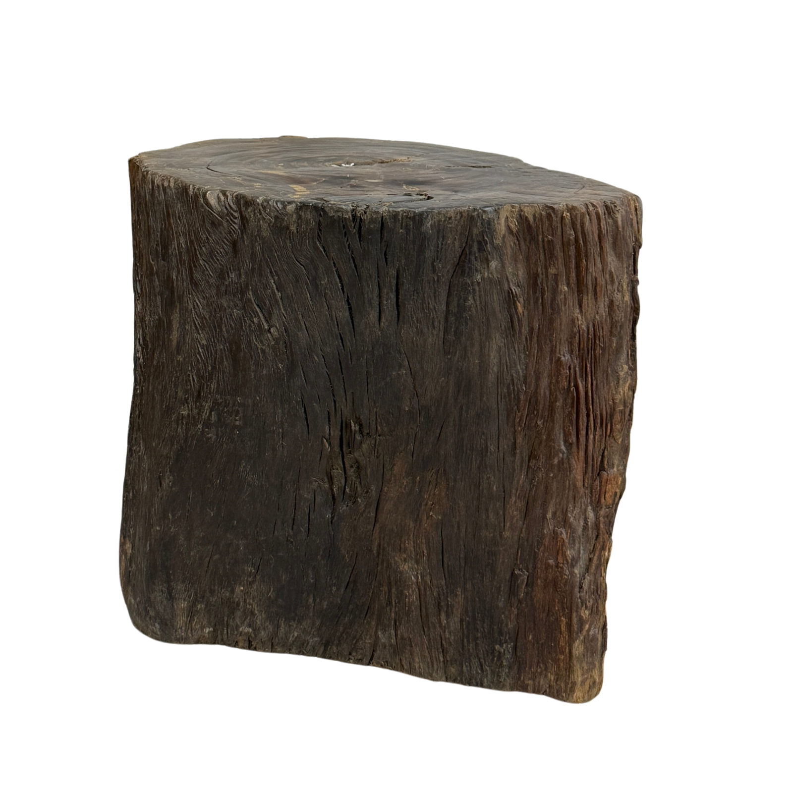 Large Dark Brown Reclaimed Tree Trunk Side Pedestal Table - FEA Home