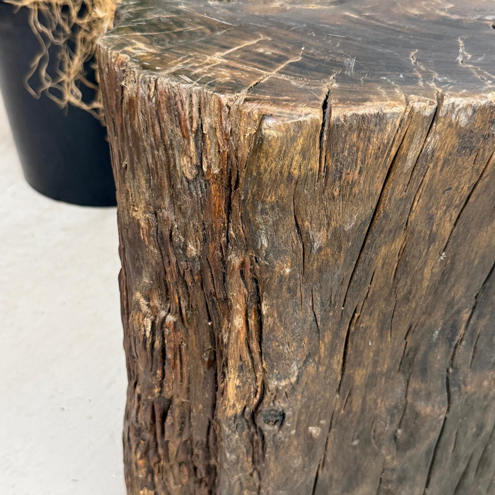 Large Dark Brown Reclaimed Tree Trunk Side Pedestal Table - FEA Home