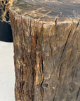 Large Dark Brown Reclaimed Tree Trunk Side Pedestal Table - FEA Home