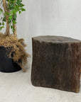 Large Dark Brown Reclaimed Tree Trunk Side Pedestal Table - FEA Home