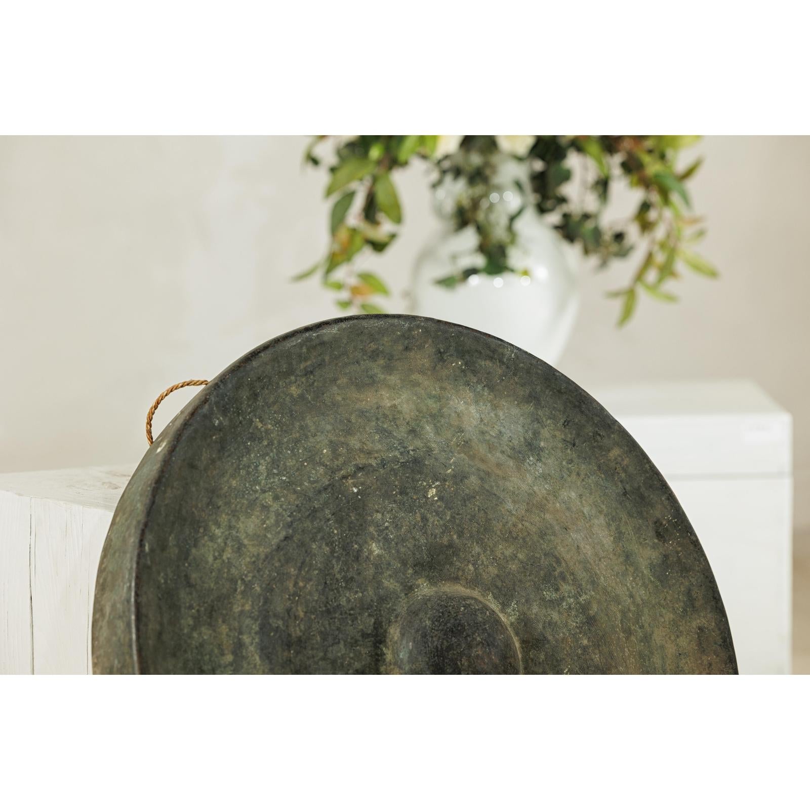Large Decorative Bronze Gong with Verdigris Patina - image 10