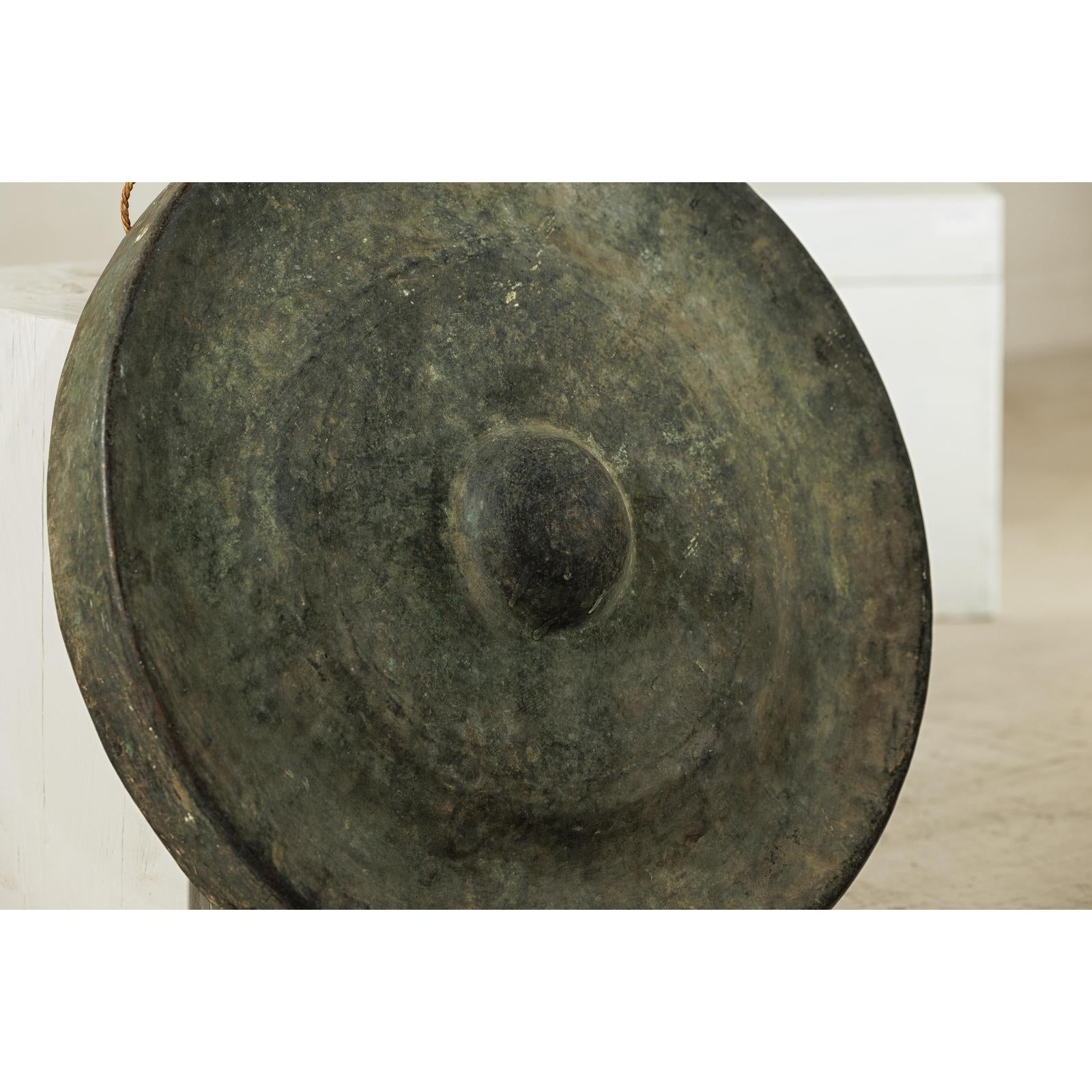 Large Decorative Bronze Gong with Verdigris Patina - image 11