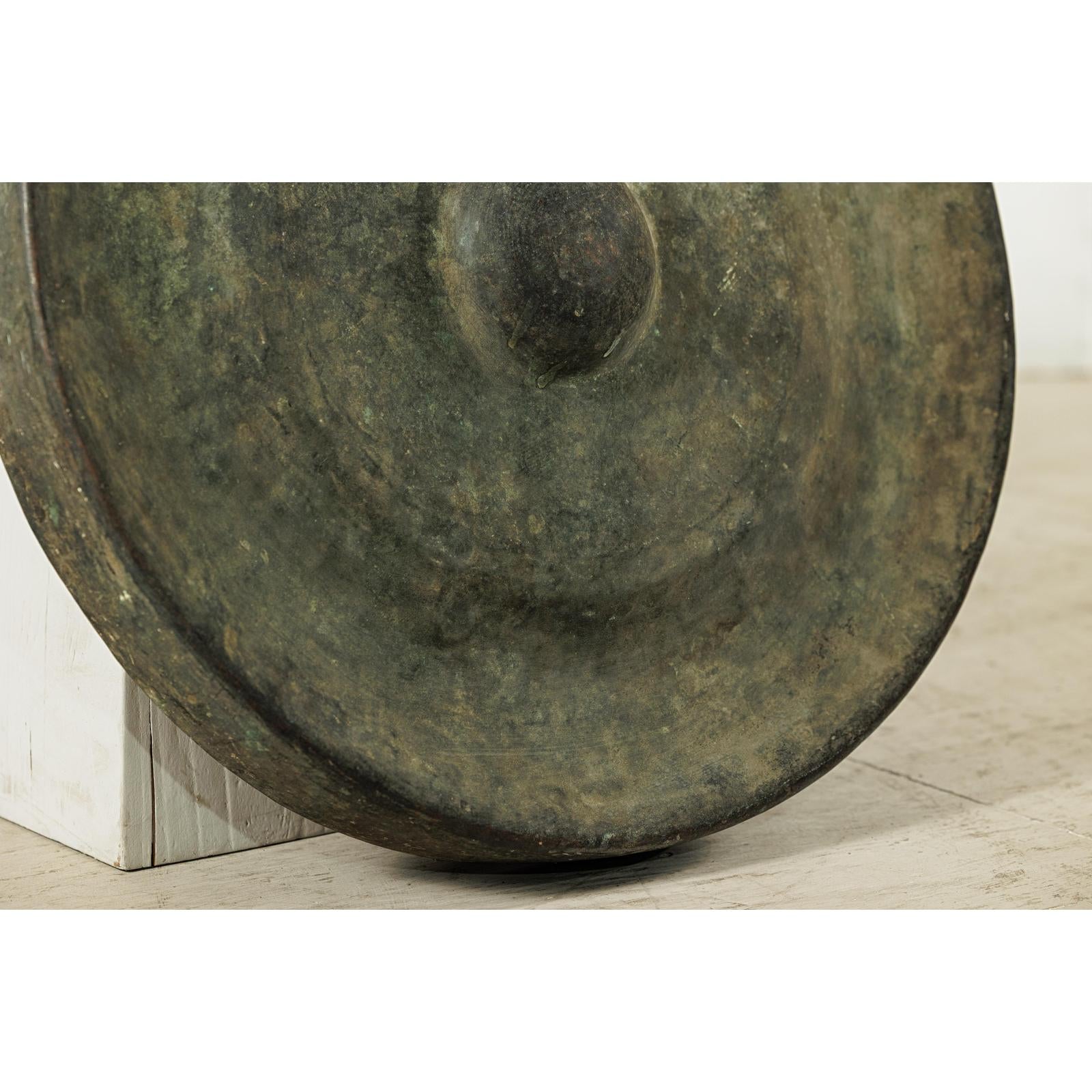 Large Decorative Bronze Gong with Verdigris Patina - image 12