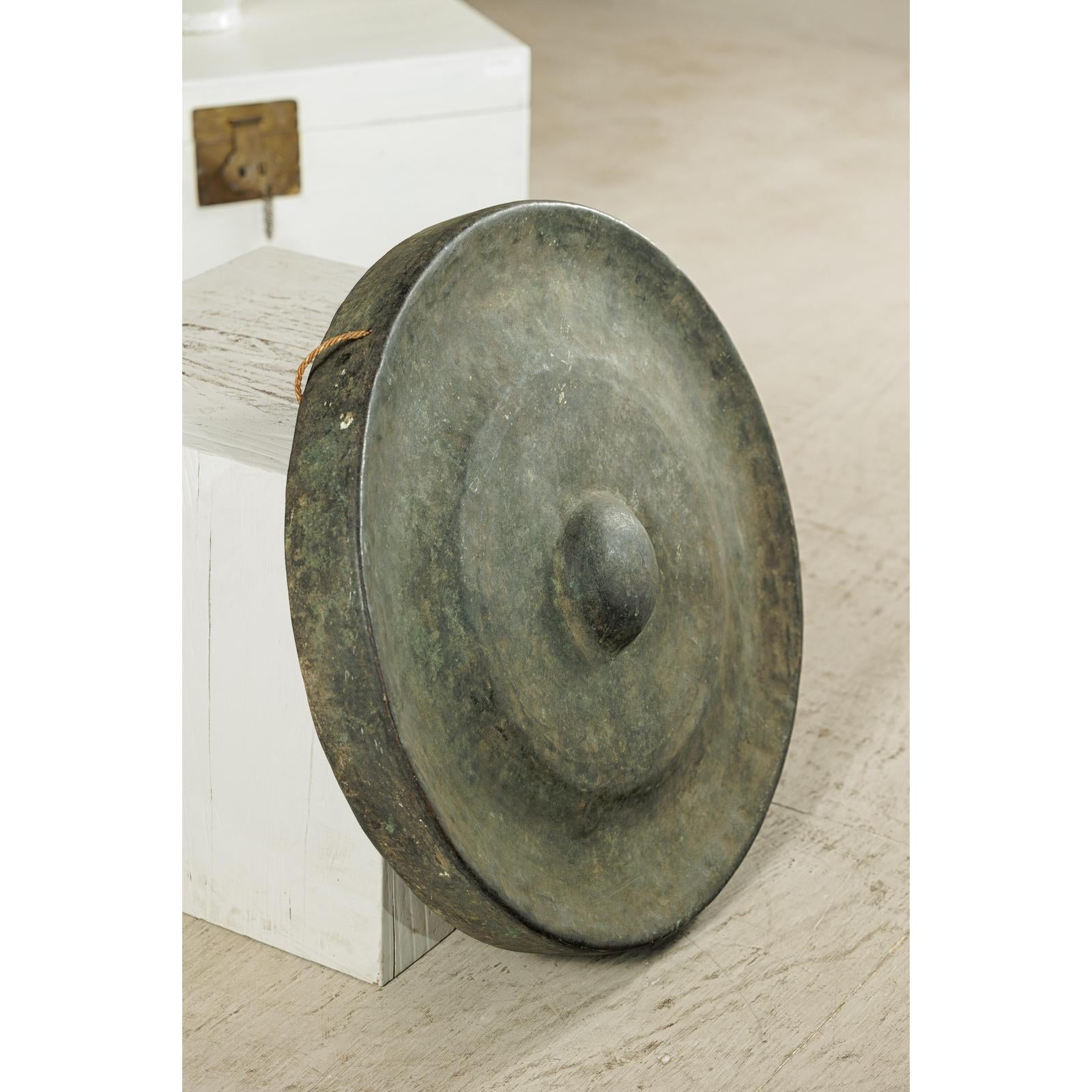 Large Decorative Bronze Gong with Verdigris Patina - image 13