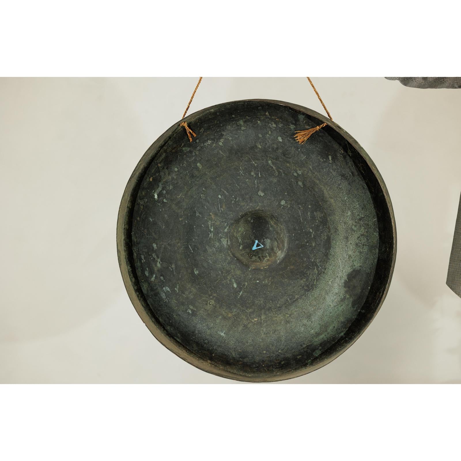 Large Decorative Bronze Gong with Verdigris Patina - image 14