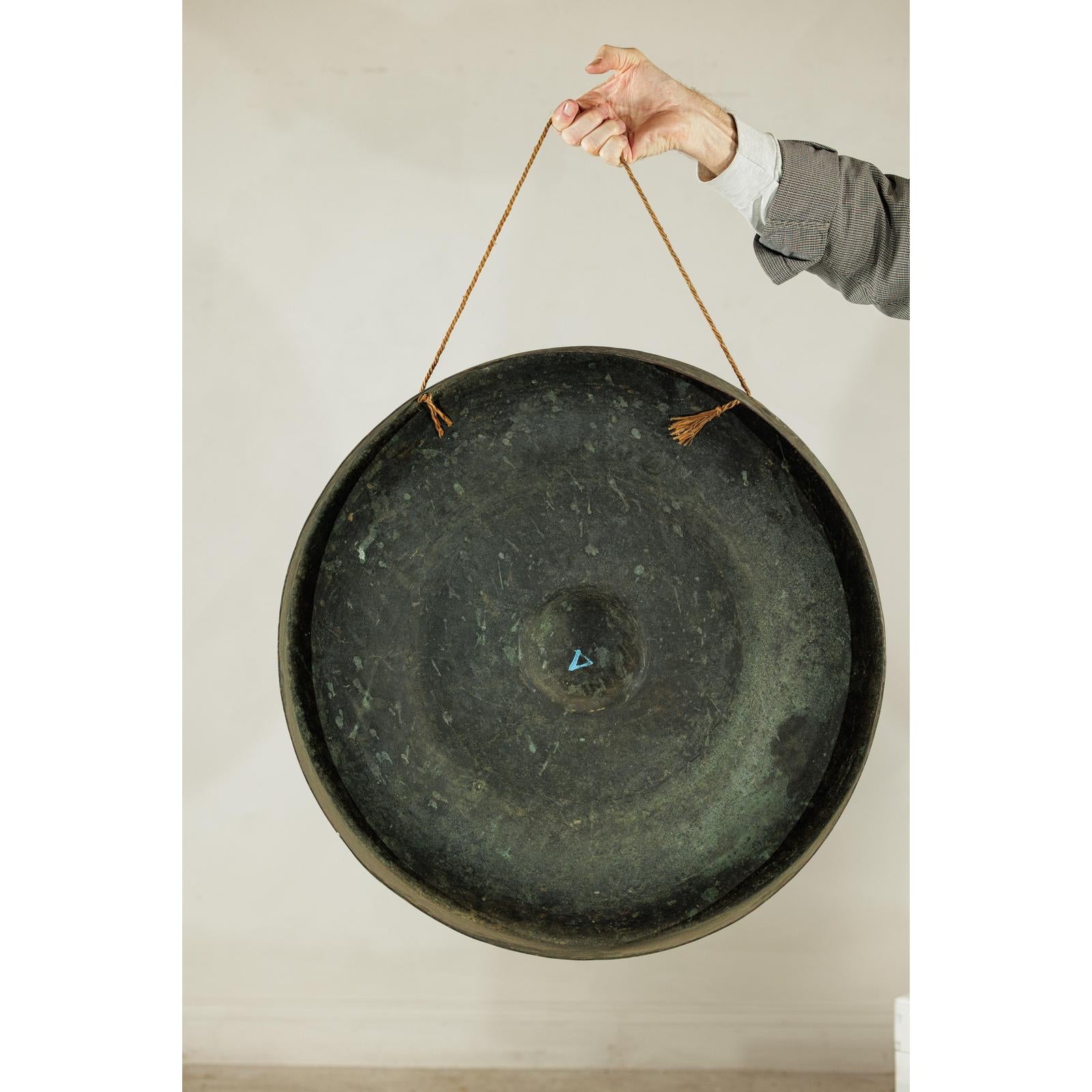 Large Decorative Bronze Gong with Verdigris Patina - image 15