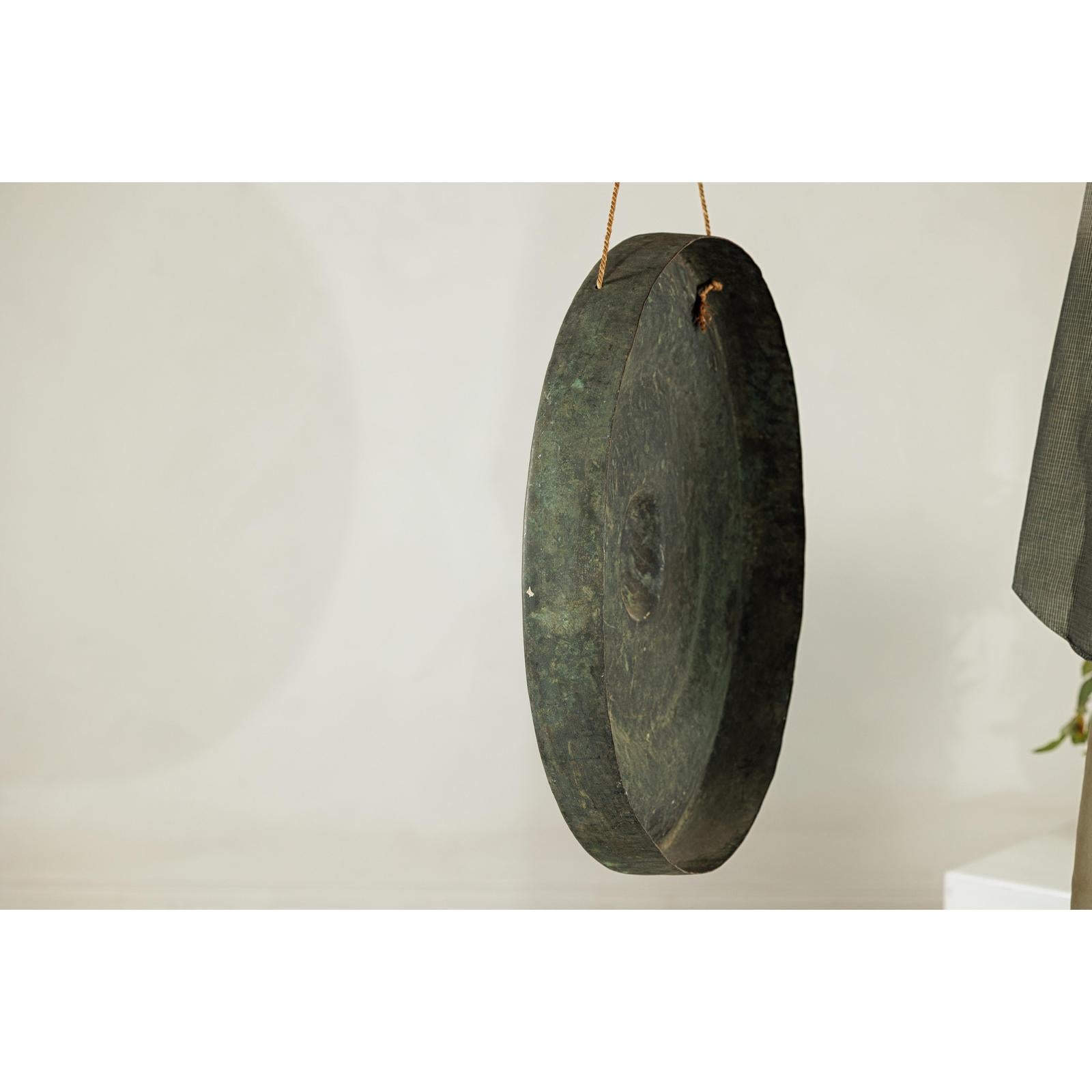 Large Decorative Bronze Gong with Verdigris Patina - image 16
