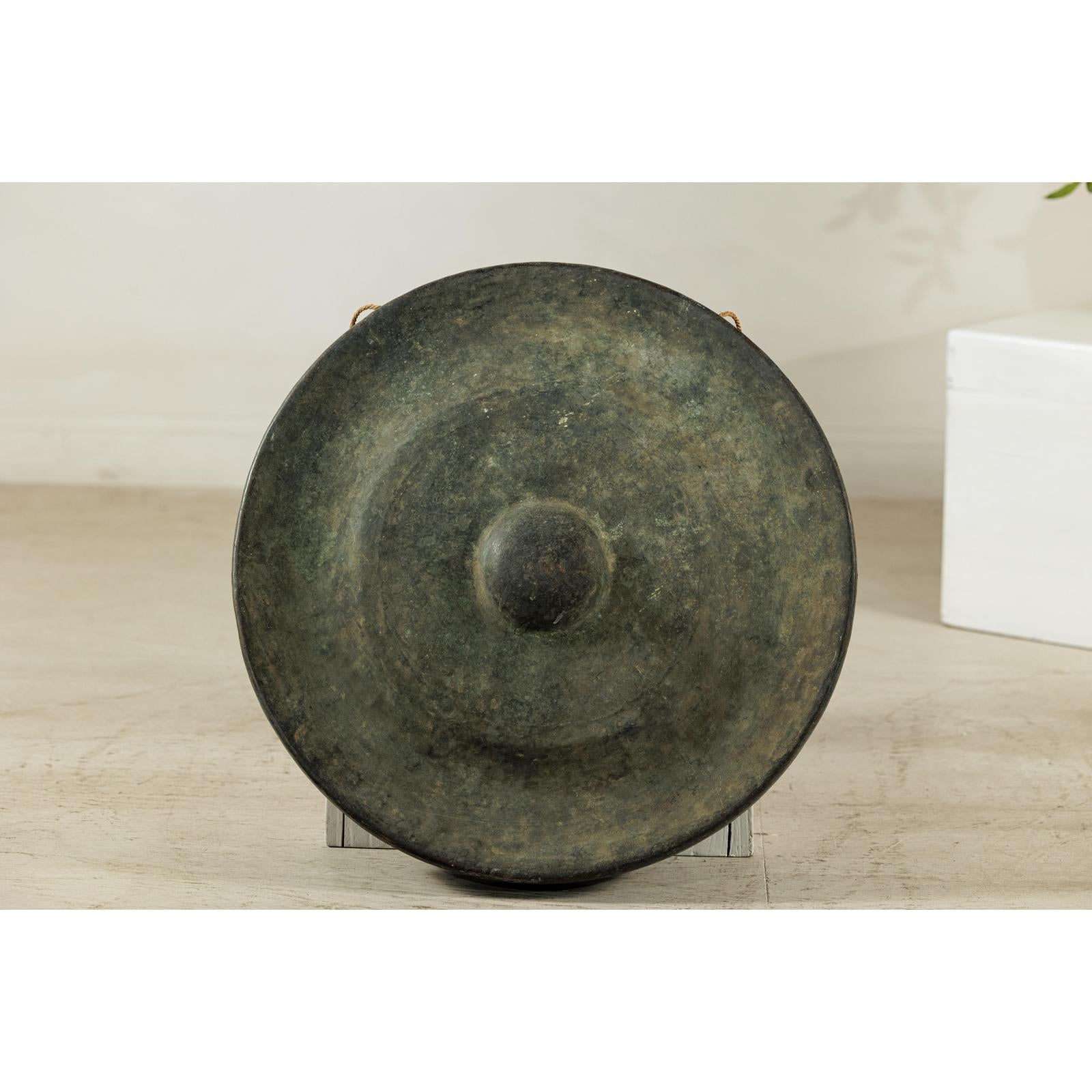 Large Decorative Bronze Gong with Verdigris Patina - image 2
