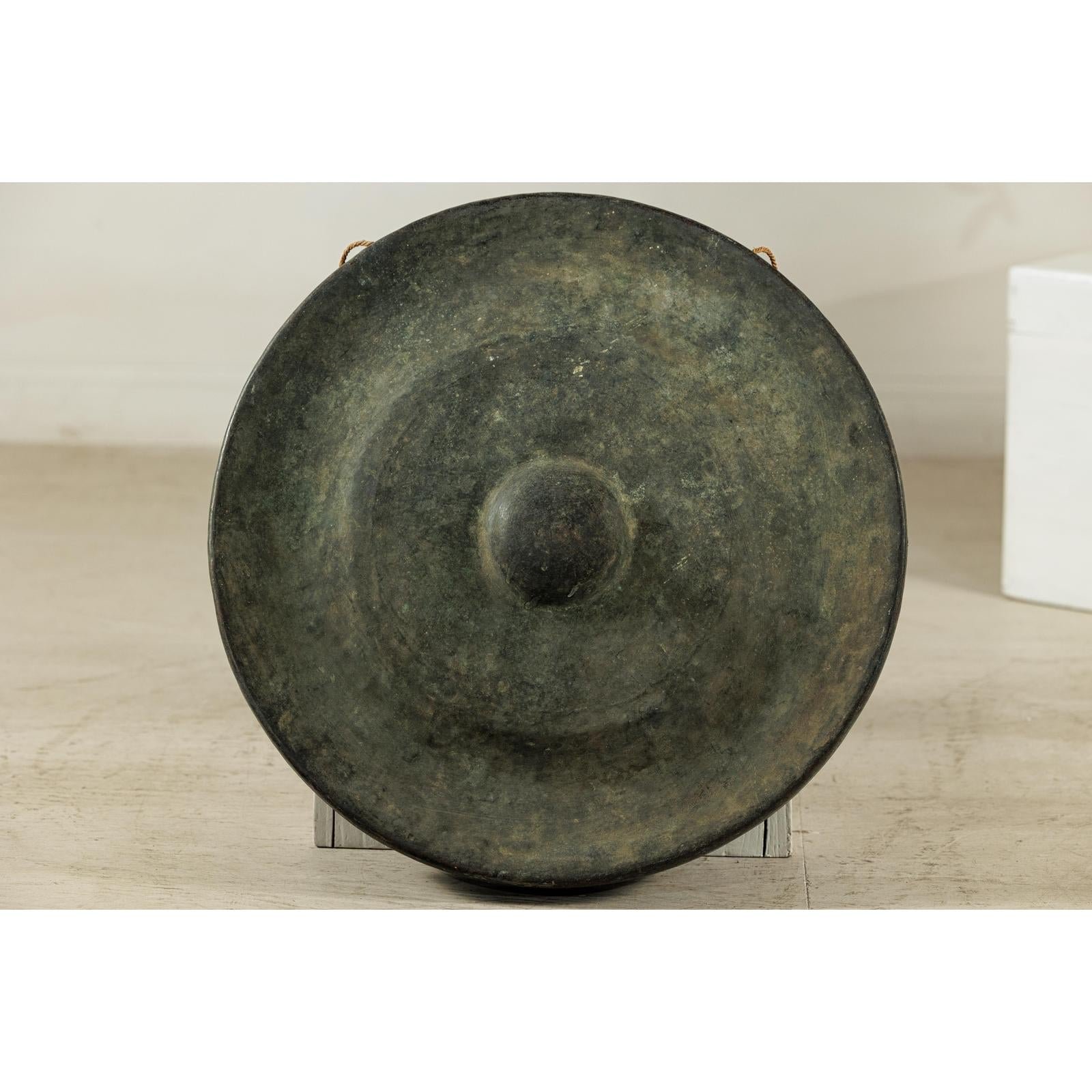 Large Decorative Bronze Gong with Verdigris Patina - image 4