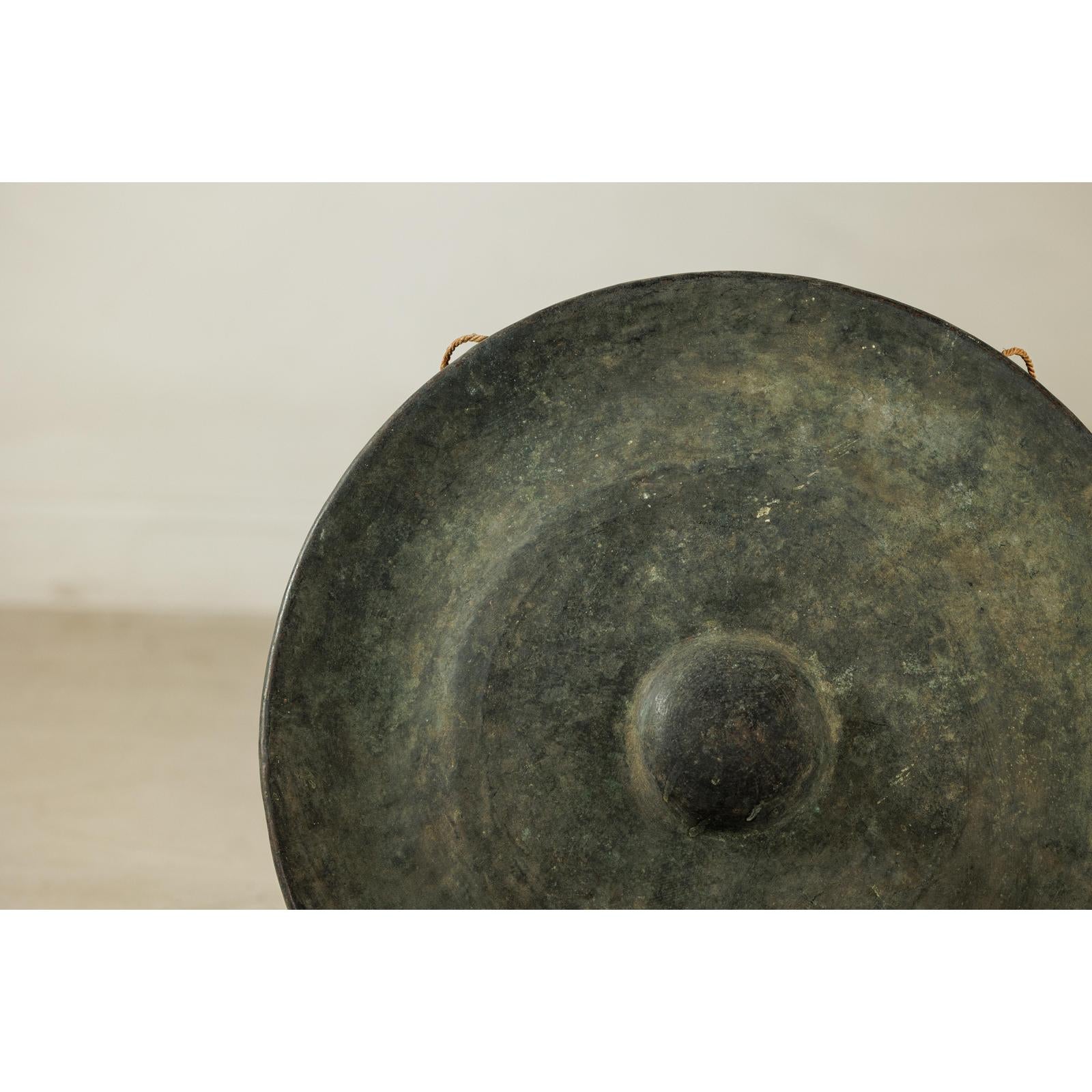 Large Decorative Bronze Gong with Verdigris Patina - image 5