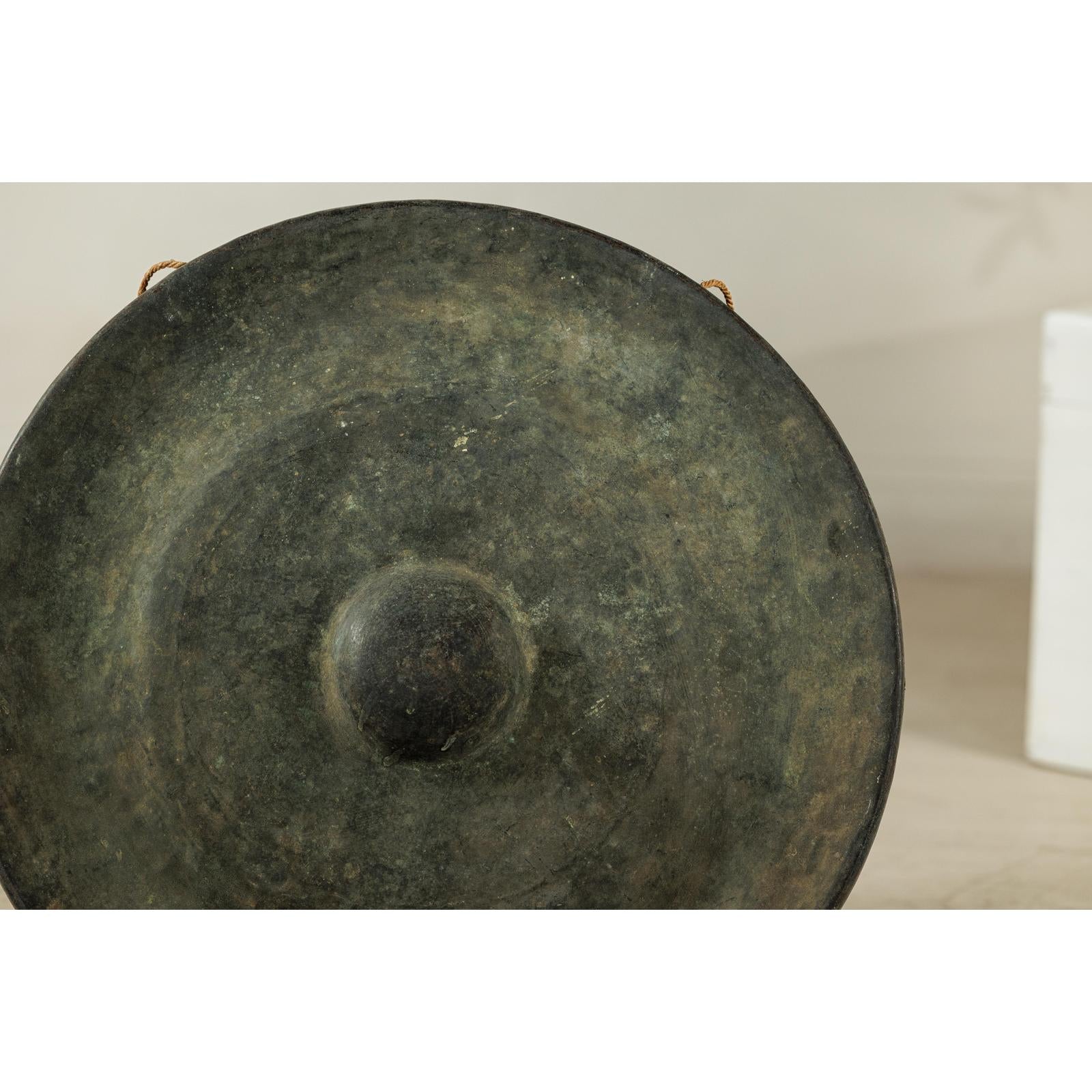 Large Decorative Bronze Gong with Verdigris Patina - image 6