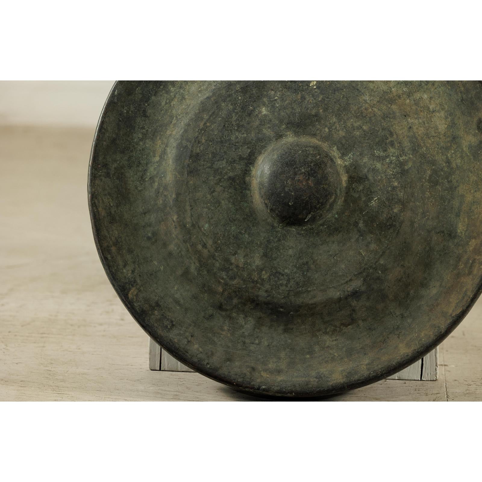 Large Decorative Bronze Gong with Verdigris Patina - image 7