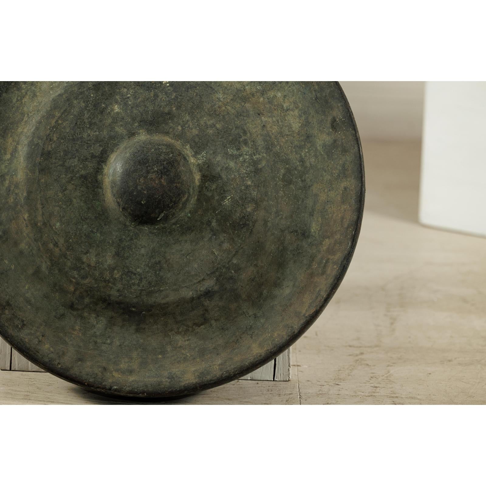 Large Decorative Bronze Gong with Verdigris Patina - image 8