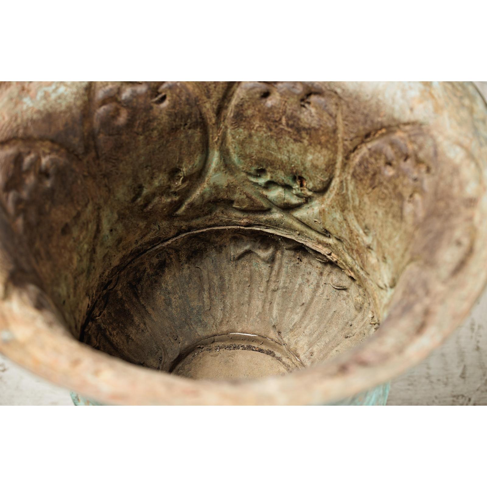 Large Decorative Bronze Urn with Verdigris Patina and Classical Relief Motifs-19. Asian &amp; Chinese Furniture, Art, Antiques, Vintage Home Décor for sale at FEA Home