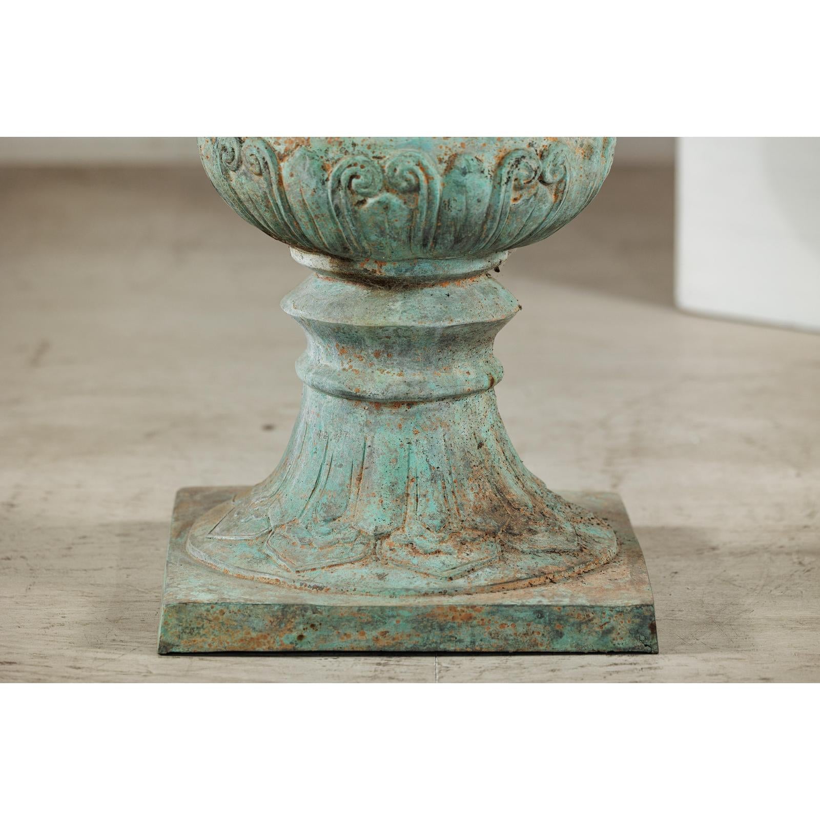 Large Decorative Bronze Urn with Verdigris Patina and Classical Relief Motifs-6. Asian &amp; Chinese Furniture, Art, Antiques, Vintage Home Décor for sale at FEA Home