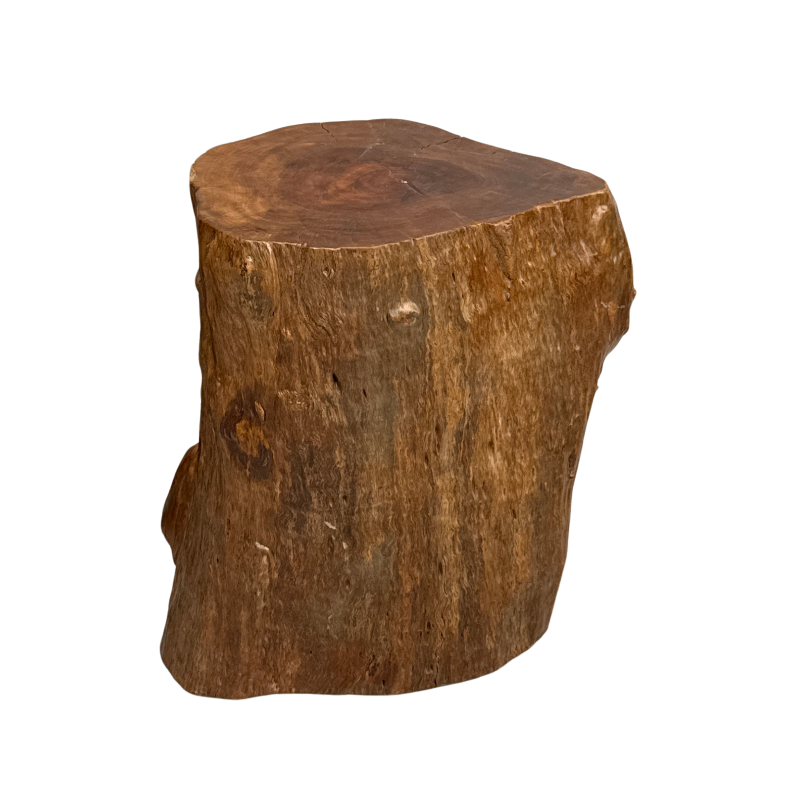 Large Free-Form Brown Rustic Tree Trunk Side Pedestal Table - FEA Home