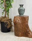 Large Free-Form Brown Rustic Tree Trunk Side Pedestal Table - FEA Home