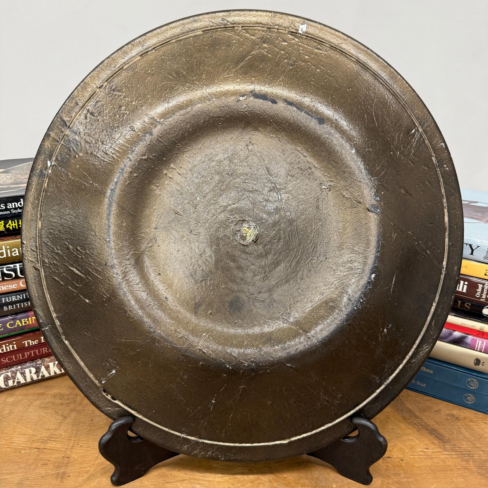 Large Glazed Grey &amp; Black Handcrafted Mexican Charger Plate - FEA Home