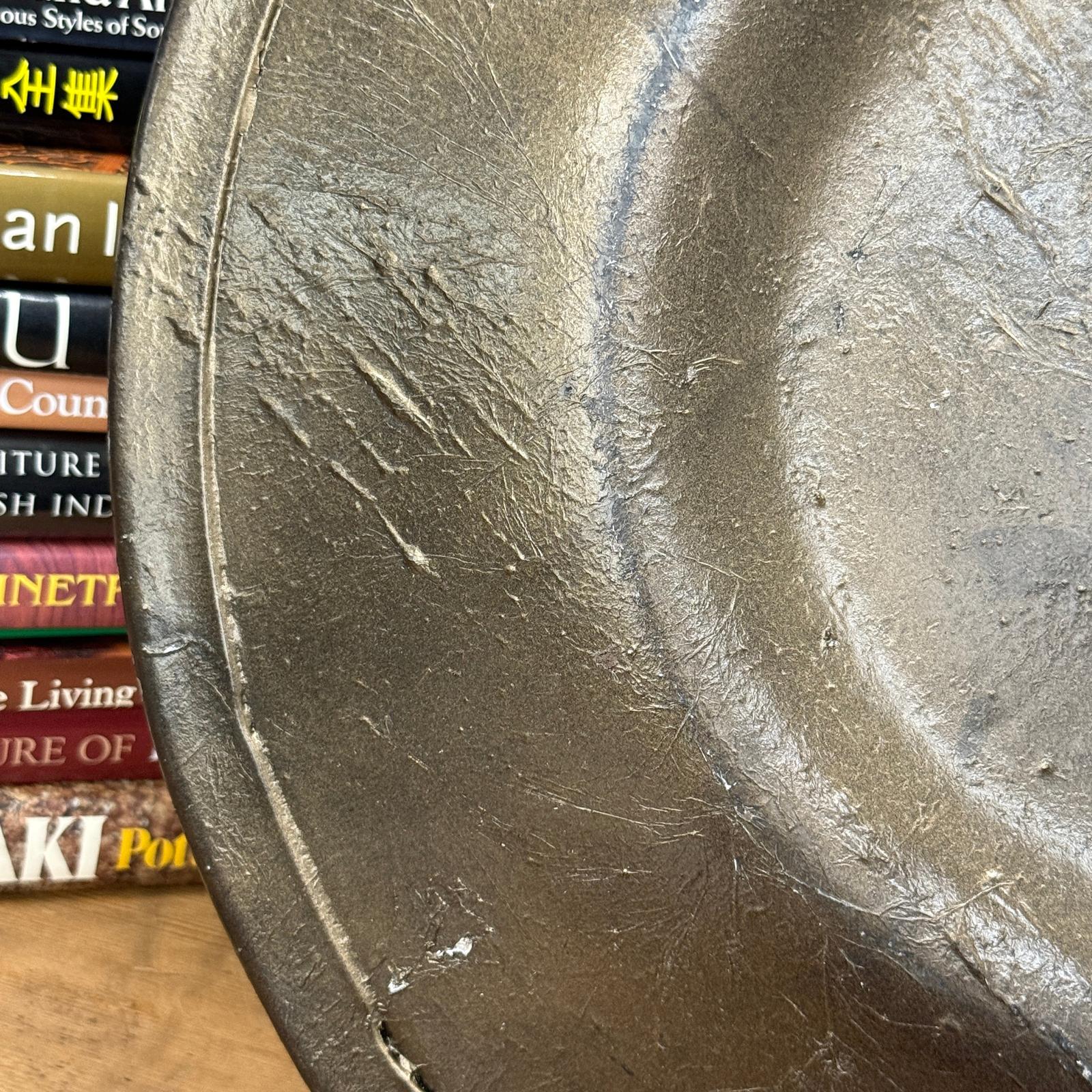Large Glazed Grey &amp; Black Handcrafted Mexican Charger Plate - FEA Home