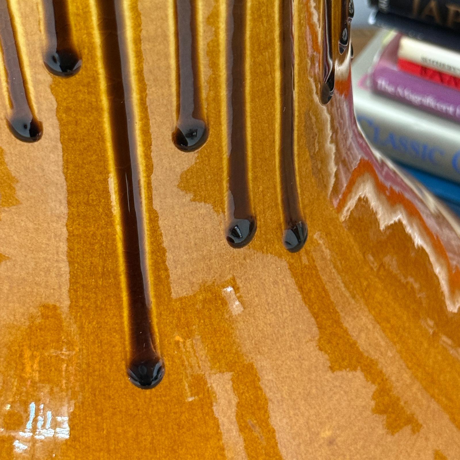 Large Golden Amber Vase with Dramatic Drip Glaze Finish, SKU , image 6