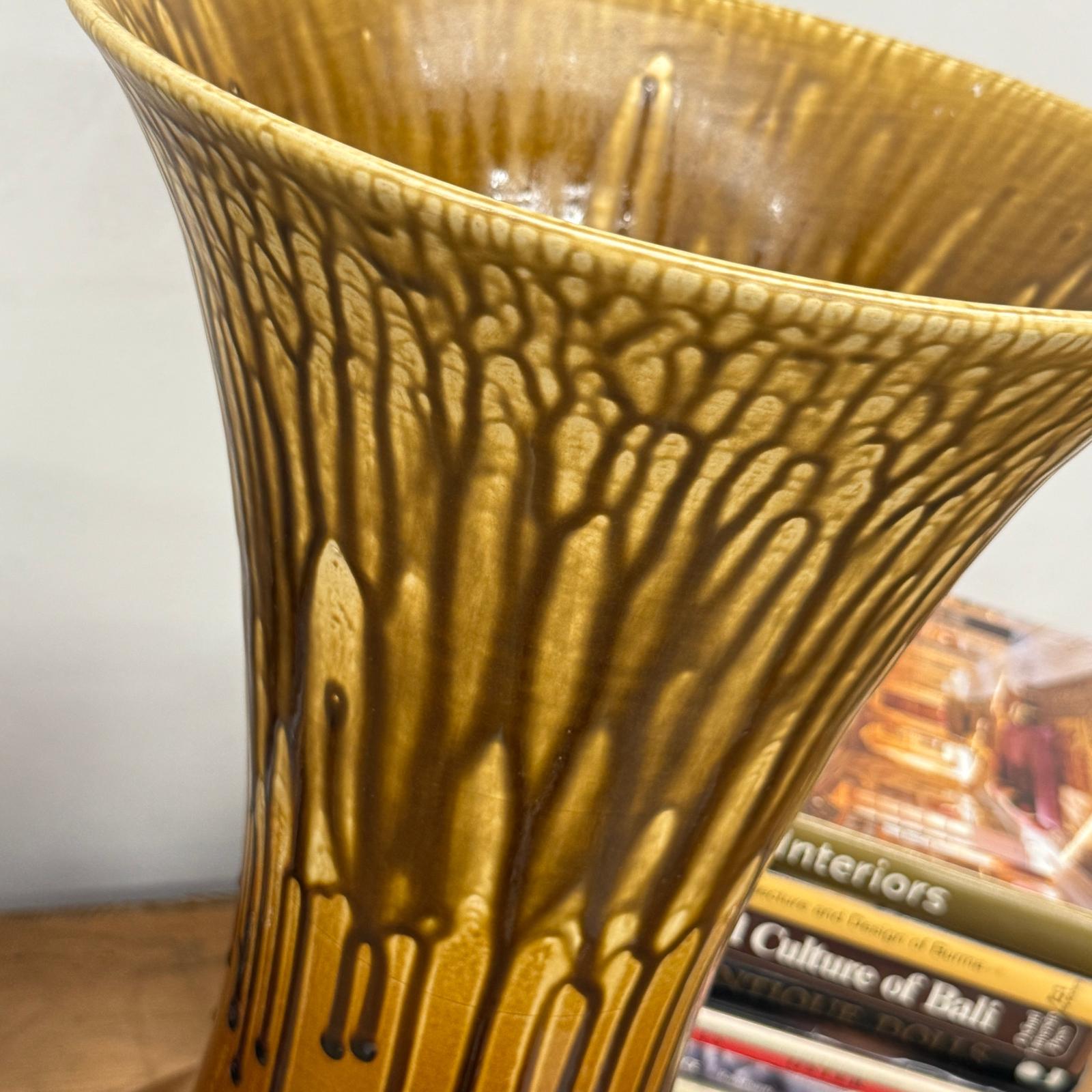 Large Golden Amber Vase with Dramatic Drip Glaze Finish, SKU , image 7