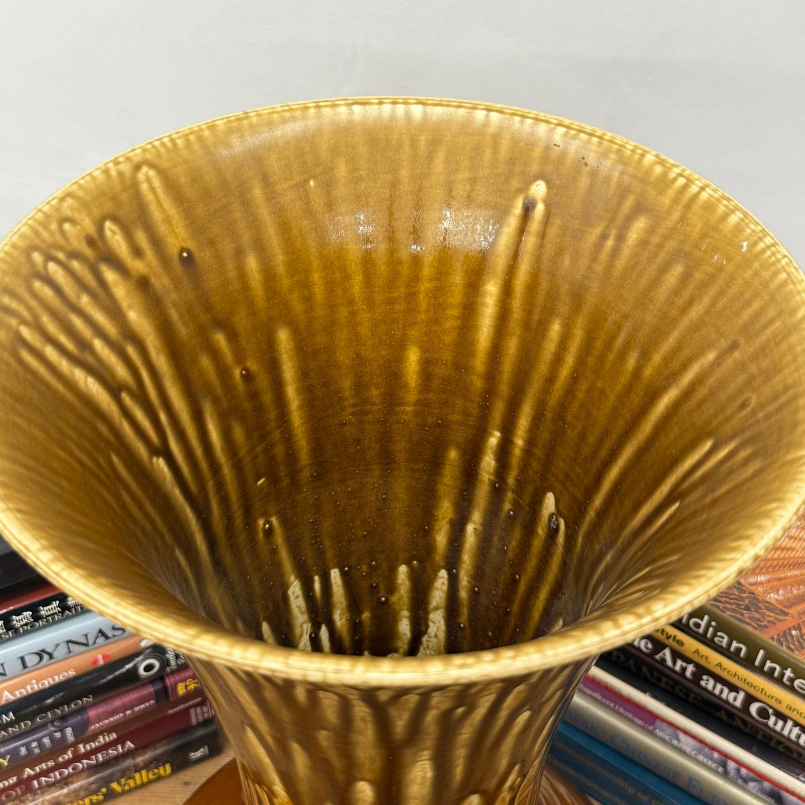 Large Golden Amber Vase with Dramatic Drip Glaze Finish, SKU , image 8