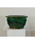 Large Green Glazed Planter, Dragon Relief and Decorative Motifs-2. Asian & Chinese Furniture, Art, Antiques, Vintage Home Décor for sale at FEA Home