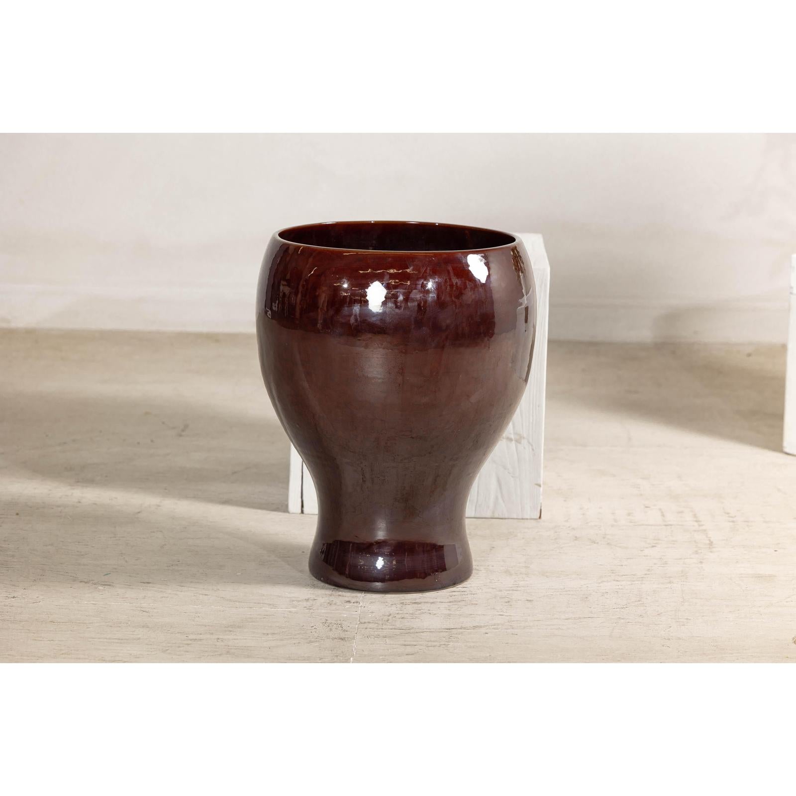 Large Hand-Crafted Artisan Ceramic Vessel in Reddish-Brown Glaze-10. Asian &amp; Chinese Furniture, Art, Antiques, Vintage Home Décor for sale at FEA Home