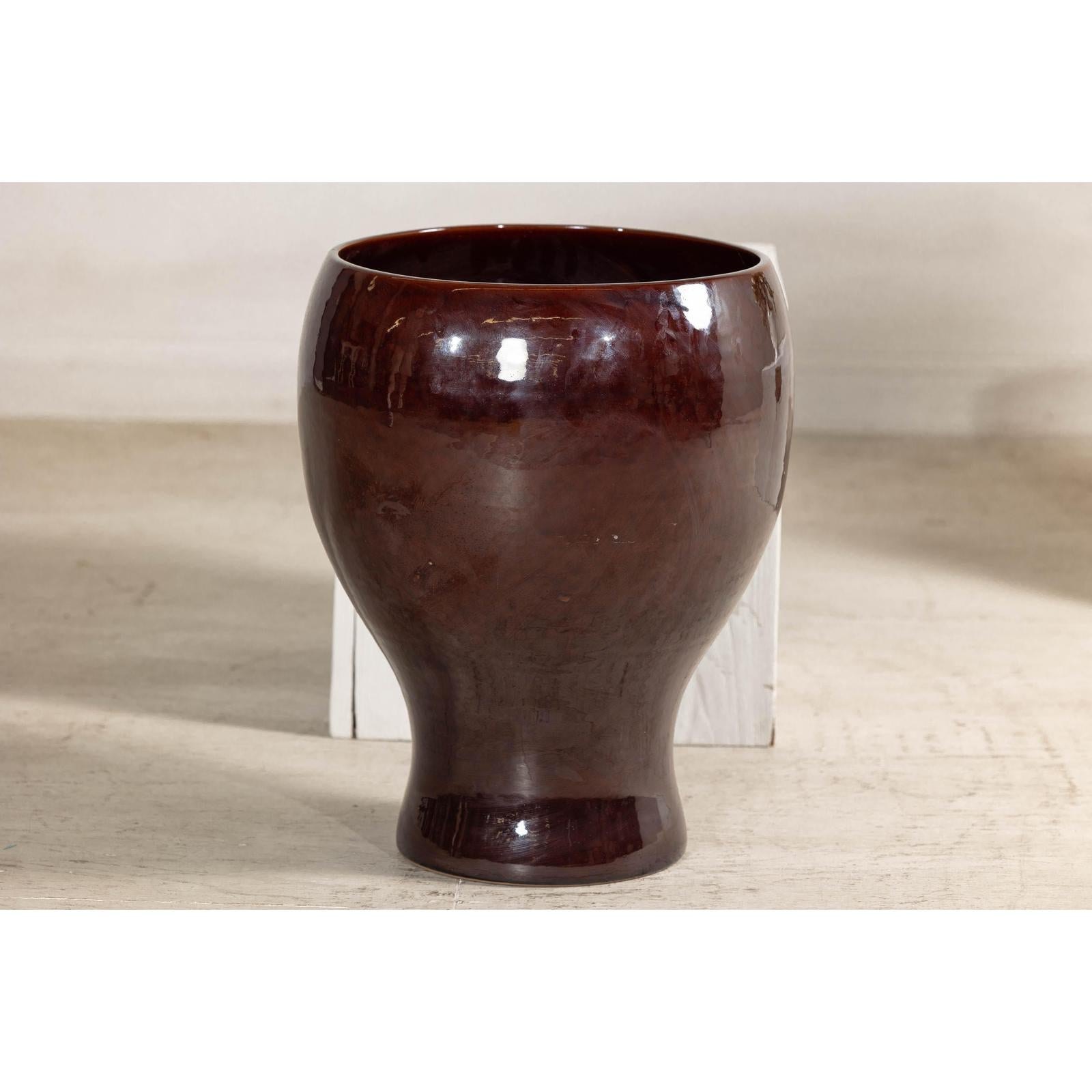 Large Hand-Crafted Artisan Ceramic Vessel in Reddish-Brown Glaze-11. Asian &amp; Chinese Furniture, Art, Antiques, Vintage Home Décor for sale at FEA Home