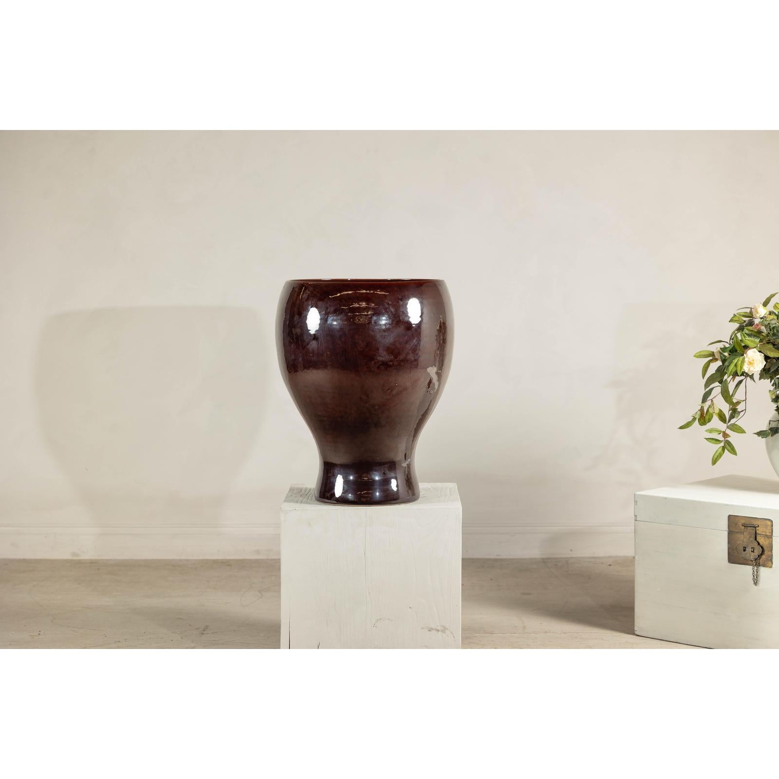 Large Hand-Crafted Artisan Ceramic Vessel in Reddish-Brown Glaze-13. Asian &amp; Chinese Furniture, Art, Antiques, Vintage Home Décor for sale at FEA Home