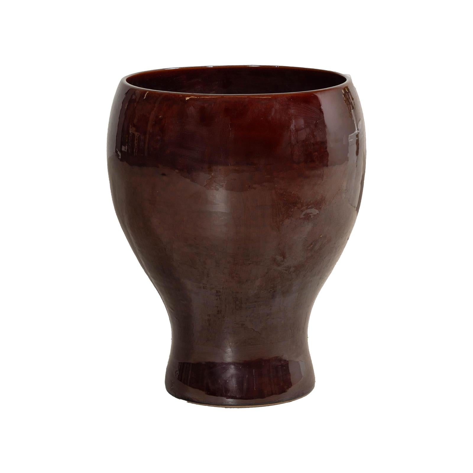 Large Hand-Crafted Artisan Ceramic Vessel in Reddish-Brown Glaze-14. Asian &amp; Chinese Furniture, Art, Antiques, Vintage Home Décor for sale at FEA Home