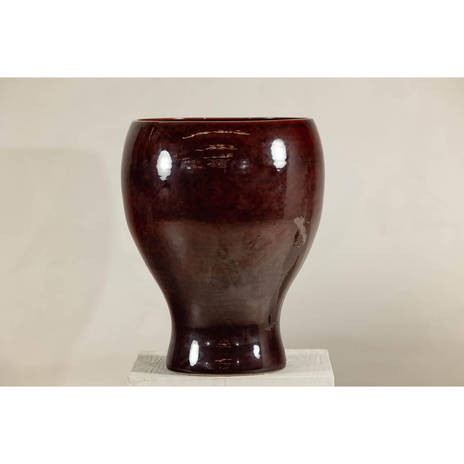 Large Hand-Crafted Artisan Ceramic Vessel in Reddish-Brown Glaze-3. Asian &amp; Chinese Furniture, Art, Antiques, Vintage Home Décor for sale at FEA Home