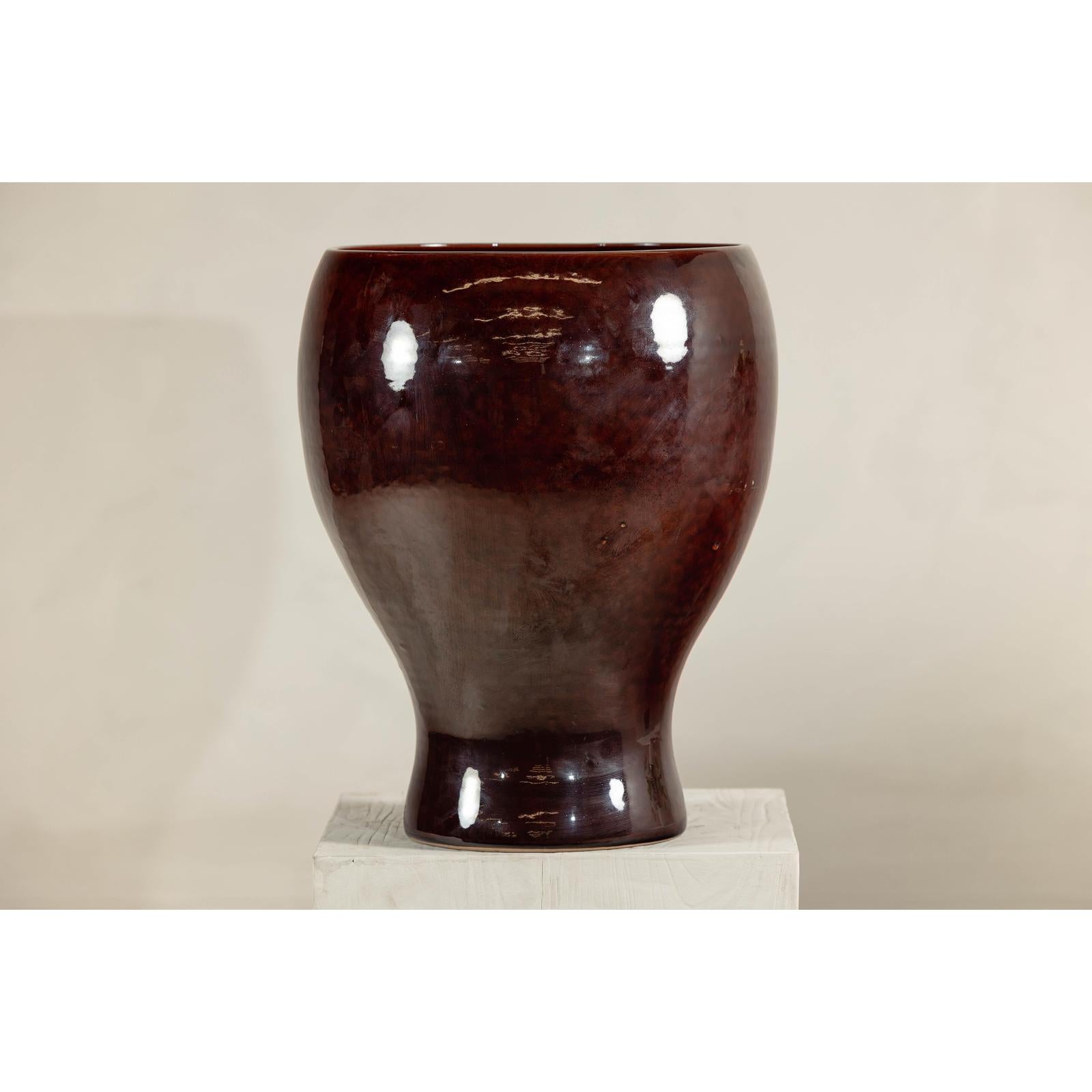 Large Hand-Crafted Artisan Ceramic Vessel in Reddish-Brown Glaze-5. Asian &amp; Chinese Furniture, Art, Antiques, Vintage Home Décor for sale at FEA Home