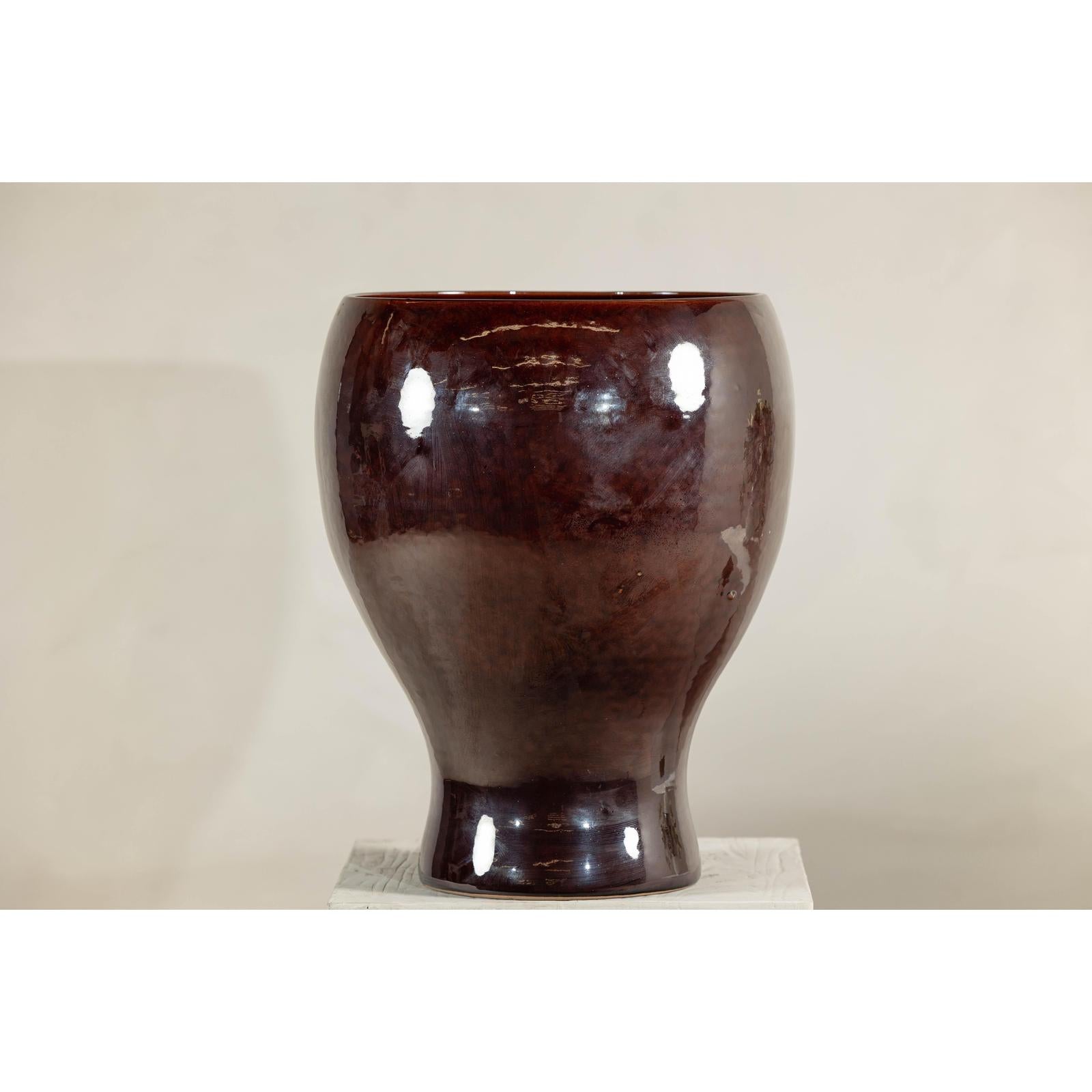 Large Hand-Crafted Artisan Ceramic Vessel in Reddish-Brown Glaze-6. Asian &amp; Chinese Furniture, Art, Antiques, Vintage Home Décor for sale at FEA Home